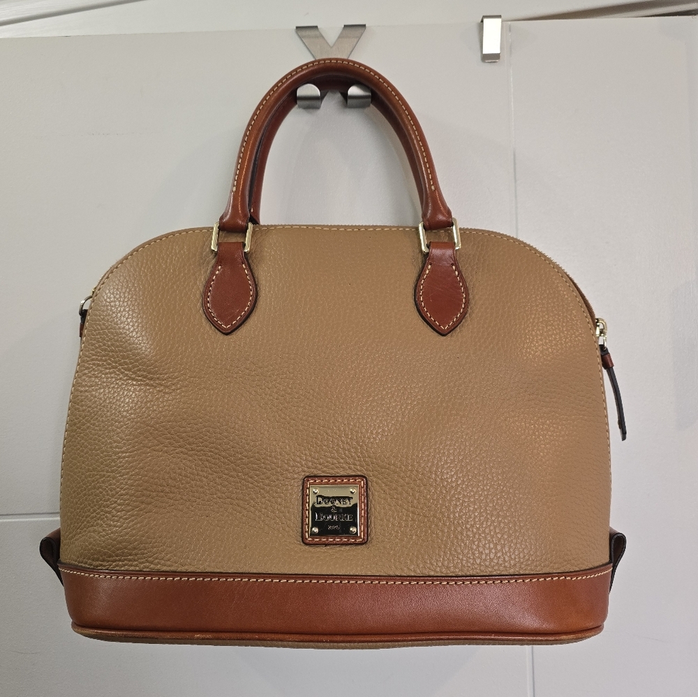 Dooney & Bourke PEBBLE Zip DOME Satchel Purse Bag TAN HONEY LEATHER